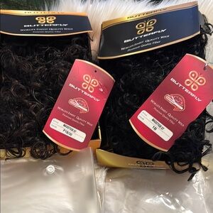 BUTTERFLY NIP FINEST QUALITY SHORT KINKY CURLY Black and dark brown wigs BUNDLE
